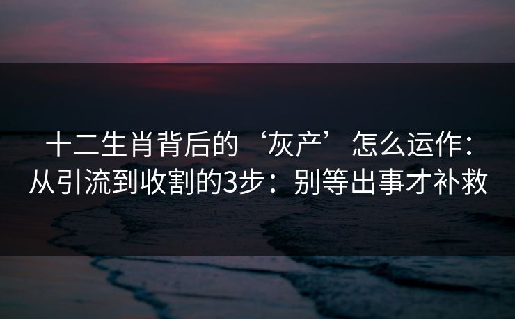 十二生肖背后的‘灰产’怎么运作:从引流到收割的3步:别等出事才补救 十二生肖背后的‘灰产’怎么运作:从引流到收割的3步:别等出事才补救