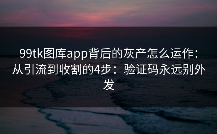 99tk图库app背后的灰产怎么运作：从引流到收割的4步：验证码永远别外发