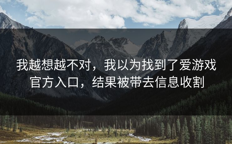 我越想越不对,我以为找到了爱游戏官方入口,结果被带去信息收割 我越想越不对,我以为找到了爱游戏官方入口,结果被带去信息收割