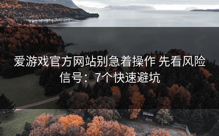 爱游戏官方网站别急着操作 先看风险信号：7个快速避坑